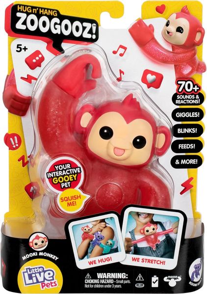 Интерактивная игрушка Moose Little Live Pets Hug n' Hang Zoogooz - Растягивающаяся Обезьянка Mooki, 70 звуков и реакций 26513 фото