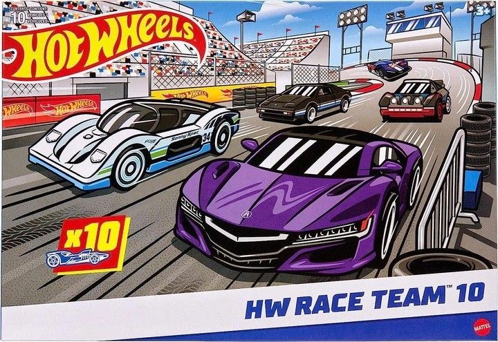 Набор из 10 гоночных машинок Hot Wheels Set of 10 Race Cars Хот Вилс 1:64 HMK47 фото