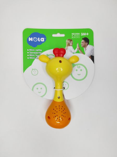 Погремушка музыкальная Hola Toys "Жираф" с грызунком и подсветкой 3134A фото
