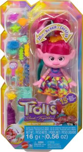 Лялька Mattel Trolls Together Queen Poppy Троллі Трояндочка 20см з аксесуарами 15од, HNF25 фото