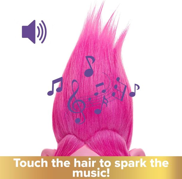 Кукла Mattel Trolls Band Together Rainbow HairTunes Queen Poppy Тролли Розочка 30см, с подсветкой и звуками HNF20 фото