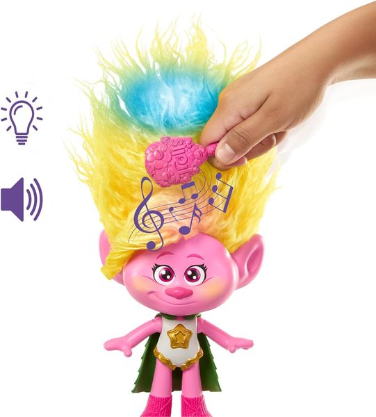 Лялька Mattel Trolls Band Together Rainbow HairTunes Viva Тролі Віва 30см, з підсвічуванням та звуками HNF21 фото