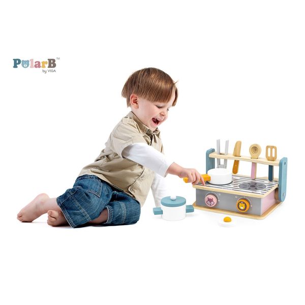 Детская плита Viga Toys PolarB с посудой и грилем, складная кухня (44032) 44032 фото