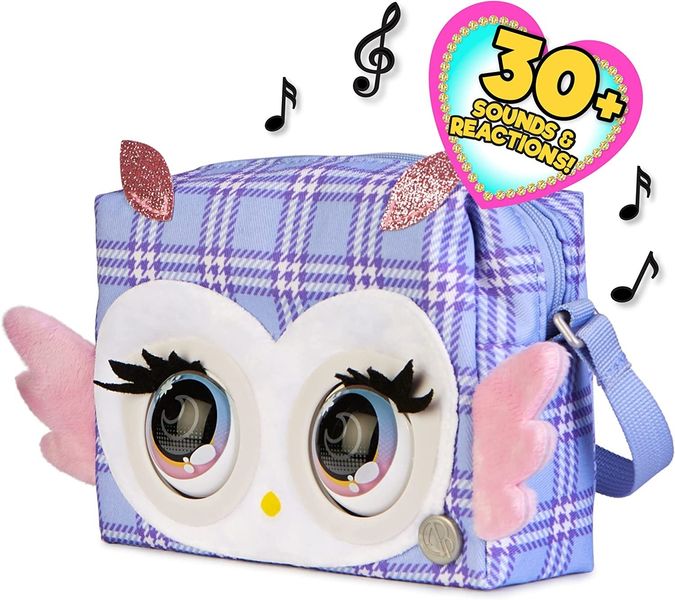 Інтерактивна сумочка Spin Master Purse Pets Hoot Couture Owl Сова, 30 звуків, моргає очима, 18см 6064395 фото