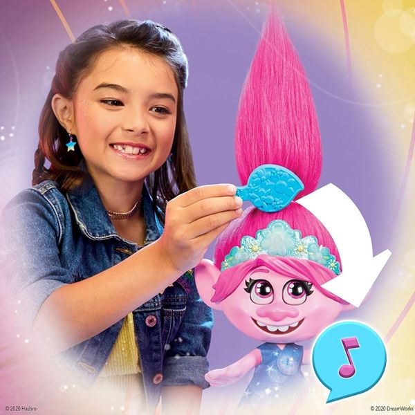 Кукла поющая Hasbro Trolls DreamWorks World Tour Dancing Hair Тролли Розочка с двигающимися волосами, танцует E94595E0 фото