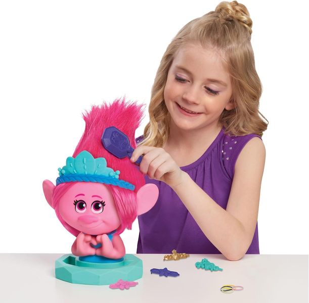 Лялька манекен Trolls 3: Band Together Poppy Styling Head голова для зачісок Троль Трояндочка, 30см 65299 фото