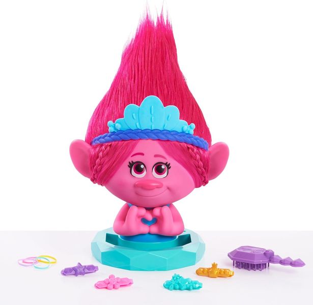 Лялька манекен Trolls 3: Band Together Poppy Styling Head голова для зачісок Троль Трояндочка, 30см 65299 фото