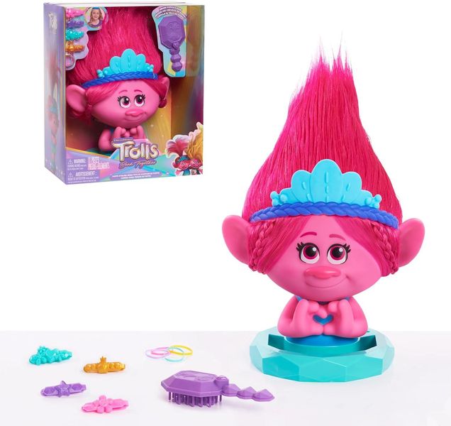 Кукла манекен Trolls 3: Band Together Poppy Styling Head голова для причёсок Тролль Розочка, 30см 65299 фото