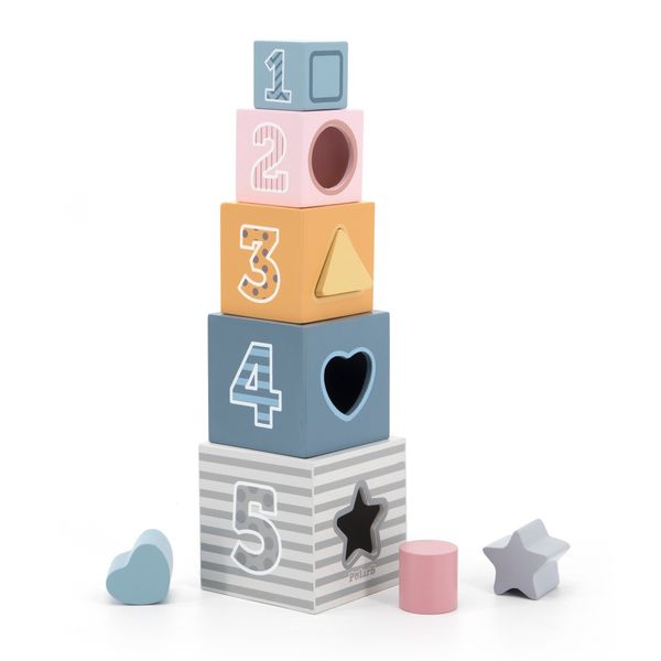 Деревянные кубики-пирамидка Viga Toys PolarB Сортируем и складываем, сортер Монтессори (44016) 44016 фото