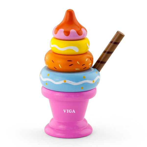 Іграшкові продукти Viga Toys Дерев'яна пірамідка-сортер морозиво, рожевий (51321) 51321 фото