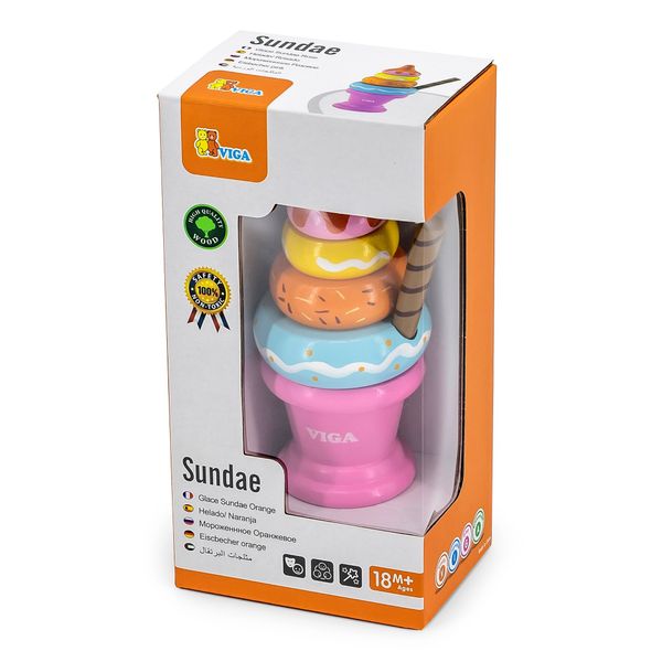 Іграшкові продукти Viga Toys Дерев'яна пірамідка-сортер морозиво, рожевий (51321) 51321 фото