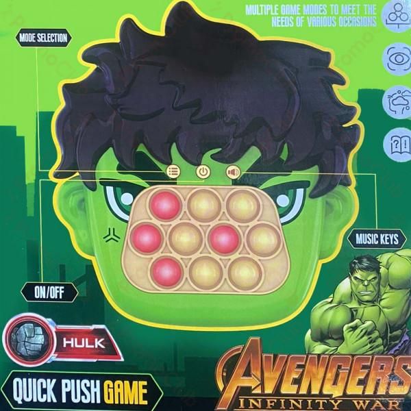 Інтерактивна іграшка Metoo електронний попит Халк Pop it Консоль Quick Push 4 режими з підсвічуванням Hulk 553-61 фото
