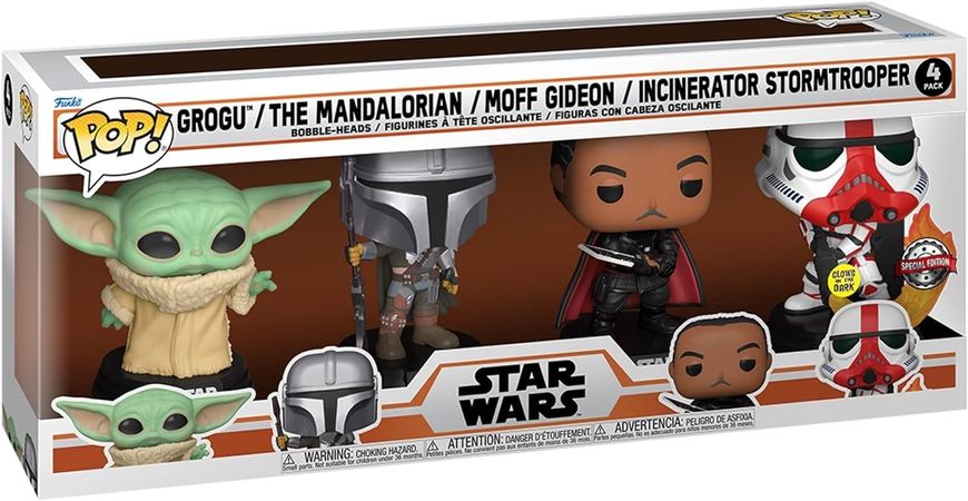 Фигурка Funko Pop! Star Wars: Mandalorian 4 Pack, Фанко поп набор Мандалорец, Grogu, Moff Gideon, Incinderator Stormtrooper 58570 фото