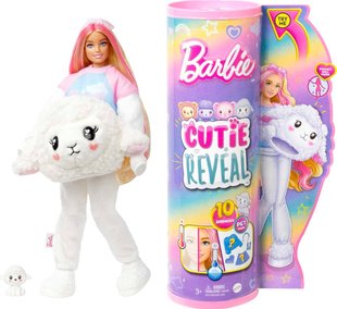 Лялька Barbie Cutie Reveal Барбі сюрприз у костюмі Ягня, змінює колір, 28см HKR03 фото